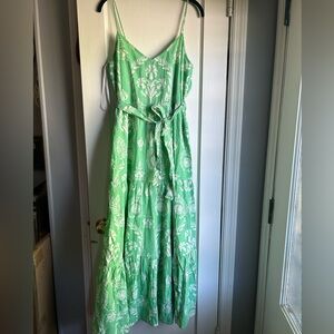 VERA MODA NWT sophiza  Tiered green Print Maxi Dress Size Large